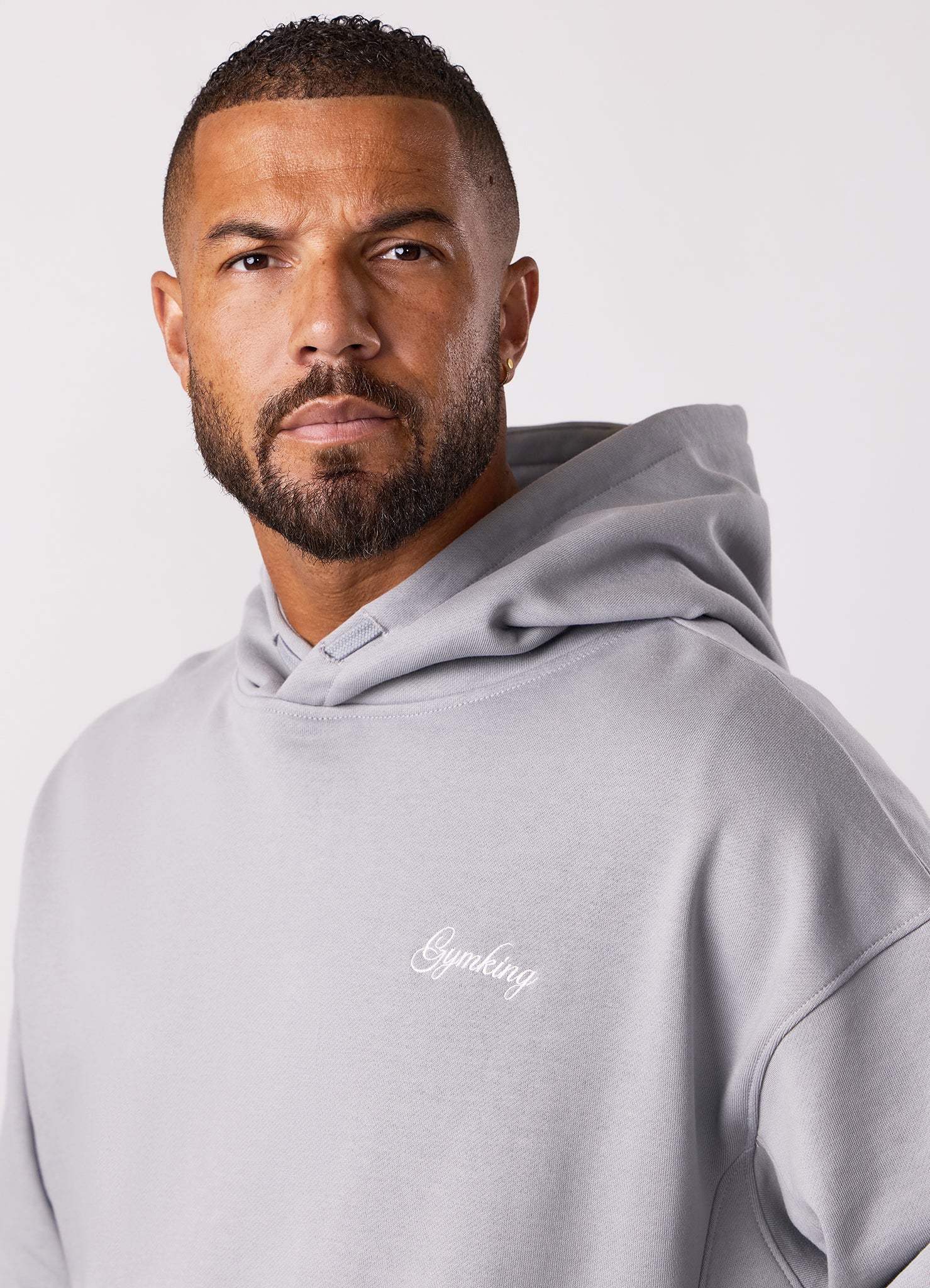 Gym King Script Relaxed Fit Hood - Urban Grey
