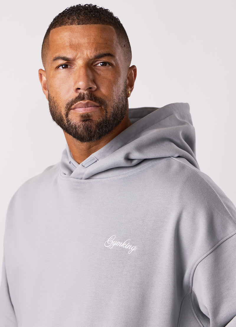 Gym King Script Relaxed Fit Hood - Urban Grey
