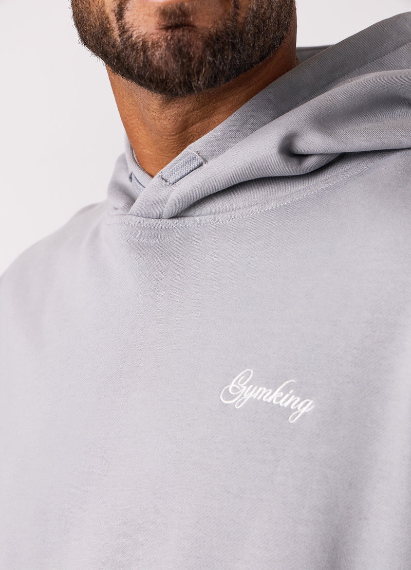 Gym King Script Relaxed Fit Hood - Urban Grey