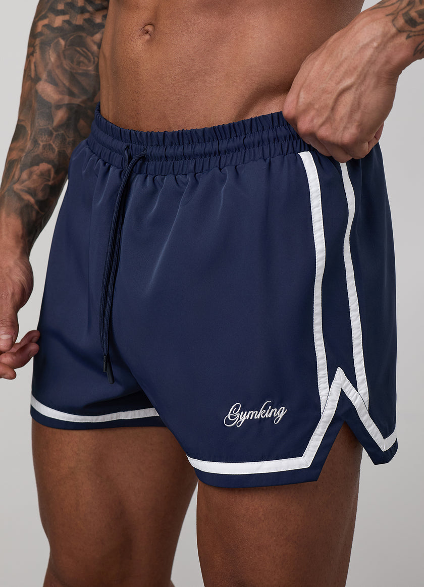 Gym King Script 3" Swimshort - Navy/White