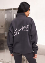 Gym King Script Mindset 1/4 Zip Funnel - Dark Pewter