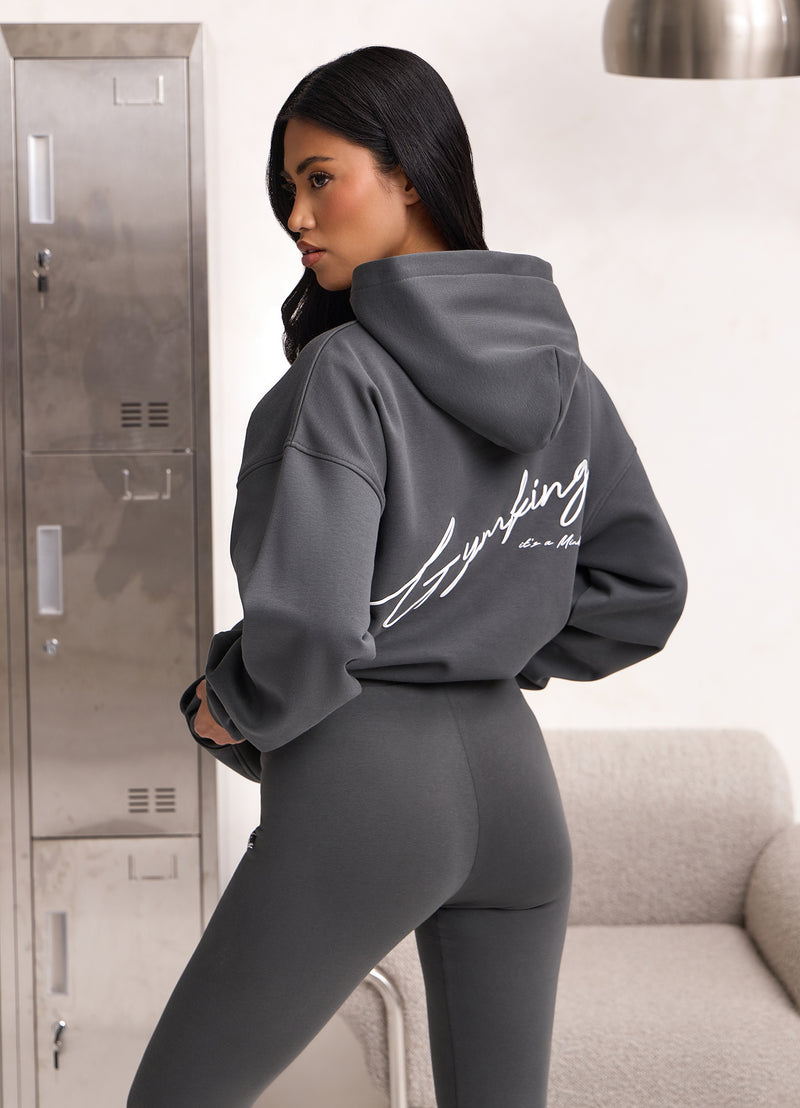 Gym King Script Mindset Hood - Green Smoke