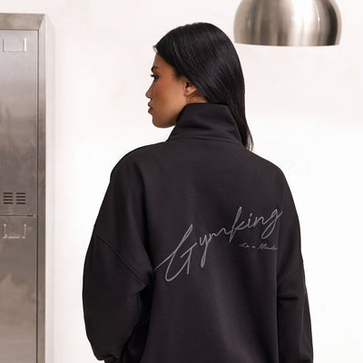 Gym King Script Mindset 1/4 Zip Funnel - Black