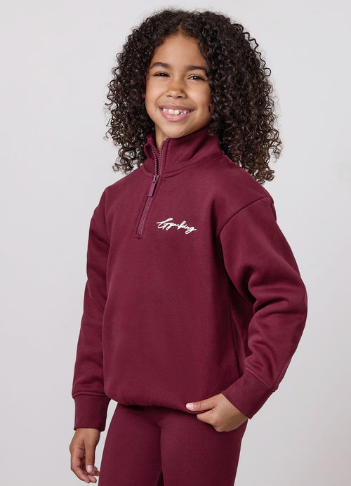 Gym King Script 1/4-ritssluiting Funnel voor jongere kinderen - Deep Cherry