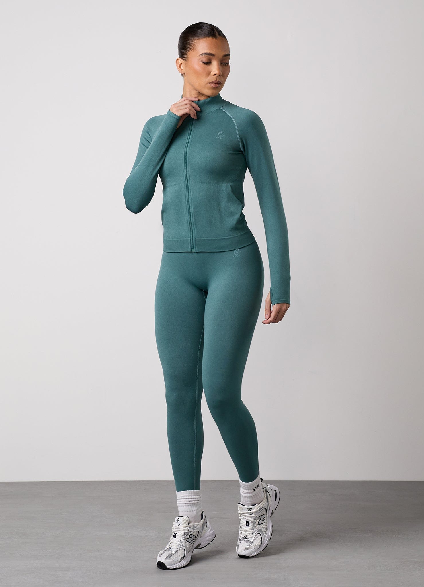 Gym King Sculpt Seamless Full Zip - Dusky Fern