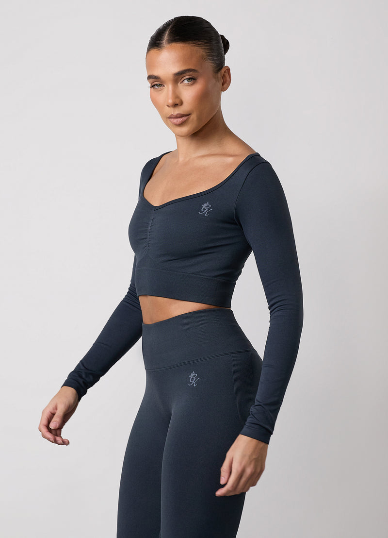 Gym King Sculpt Long Sleeve Tee - Midnight Blue