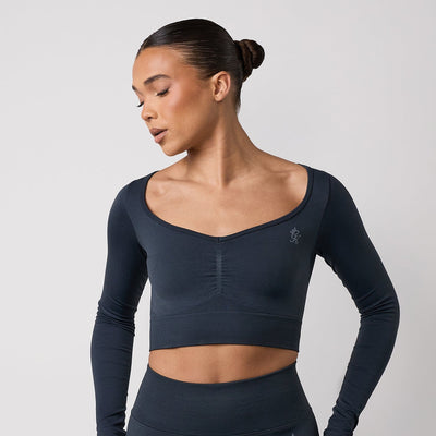 Gym King Sculpt Long Sleeve Tee - Midnight Blue