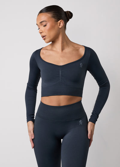 Gym King Sculpt Long Sleeve Tee - Midnight Blue