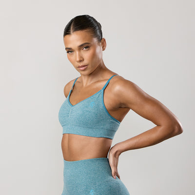 Gym King Sculpt Marl Scrunch Bra - Sea Mist