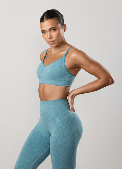 Gym King Sculpt Marl Scrunch Bra - Sea Mist