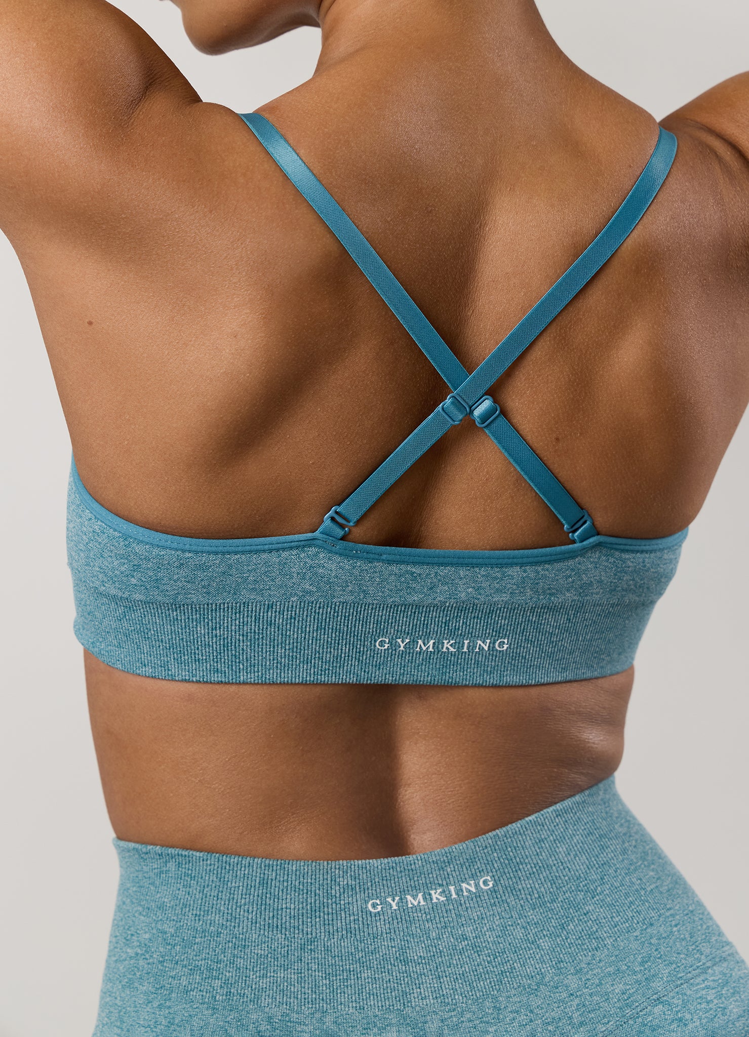 Gym King Sculpt Marl Scrunch Bra - Sea Mist