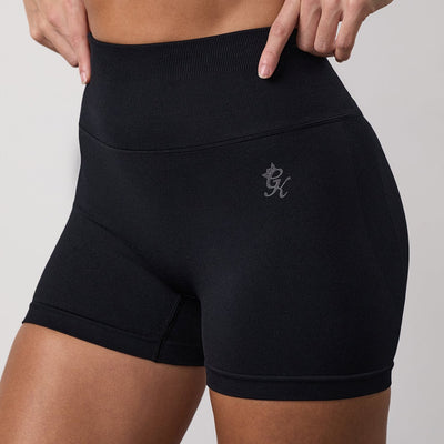 Black Gym King Sculpt 3" seamless shorts for women, high-waisted gym and training shorts