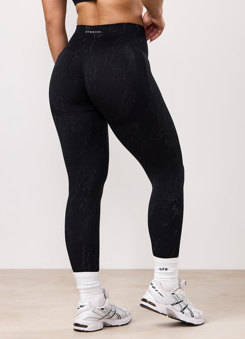 Gym King Seamless Sculpt Legging - Black Marble