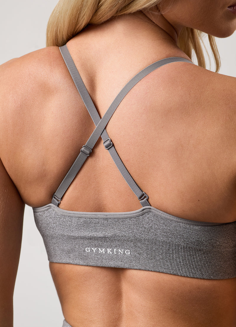 Gym King Sculpt Marl Seamless Scrunch Bra - Grey Marl