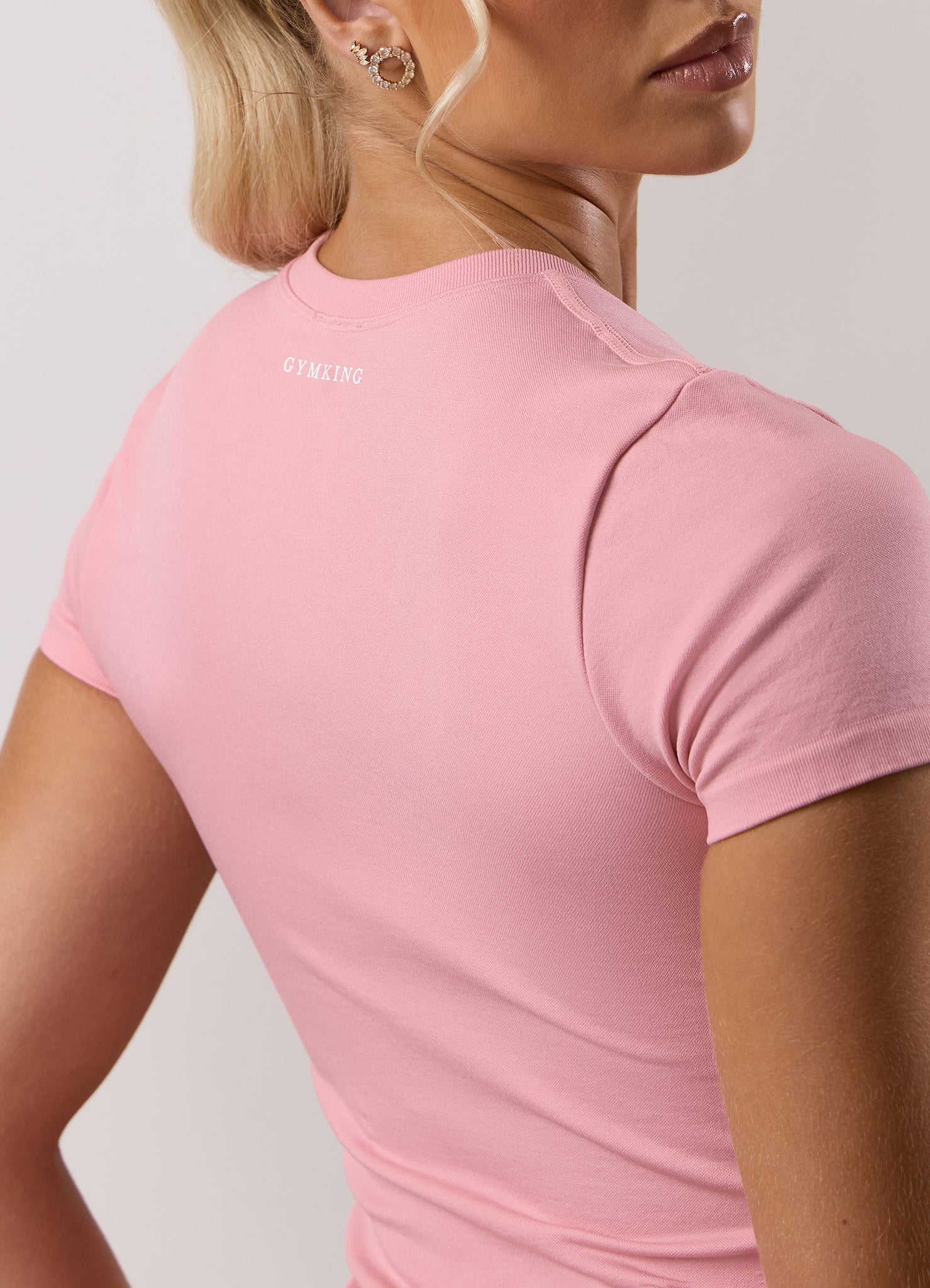 Gym King Sculpt Seamless Short Sleeve Tee - Pink Blush