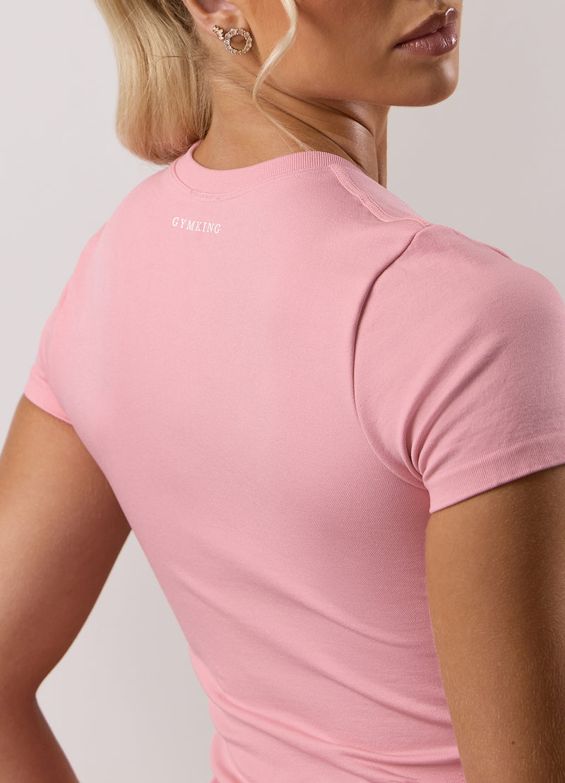 Gym King Sculpt Seamless Short Sleeve Tee - Pink Blush