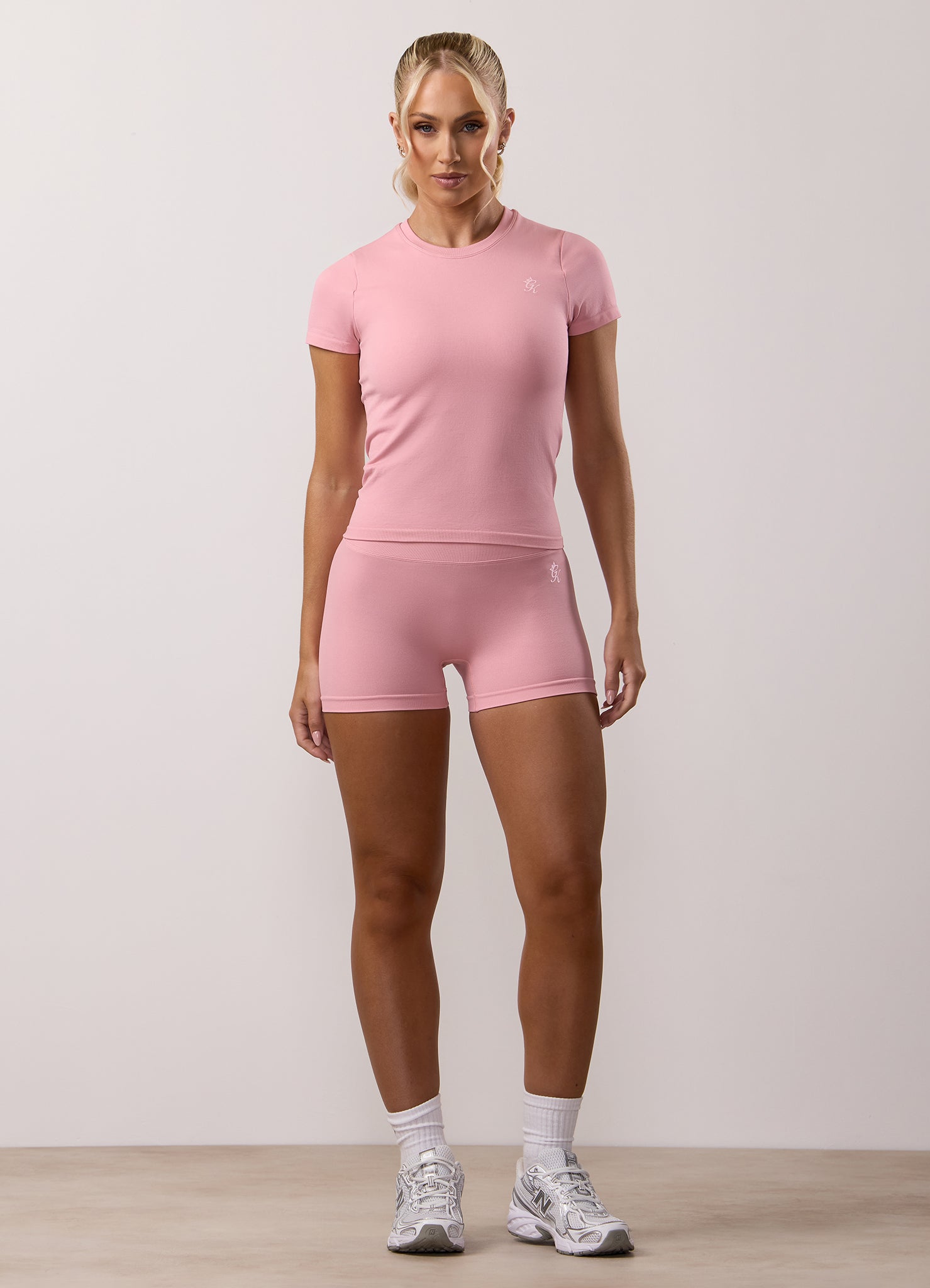 Gym King Sculpt Seamless Short Sleeve Tee - Pink Blush