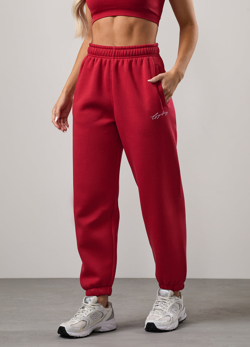 Gym King Script Mindset Relaxed Fit Jogger - Scarlet Red