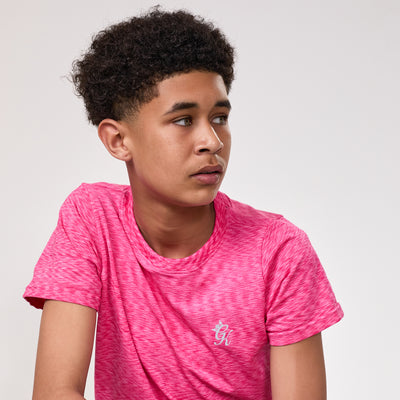 Gym King Kids Seamless Space Dye Tee - Hot Pink Grindle