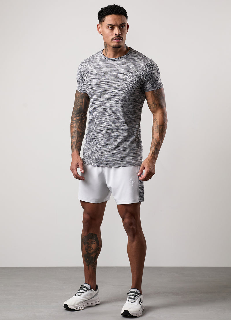 Gym King Seamless Space Dye Tee - Light Grey/Black