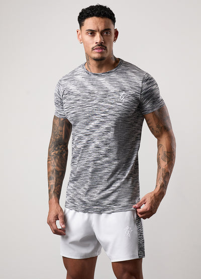 Gym King Seamless Space Dye Tee - Light Grey/Black