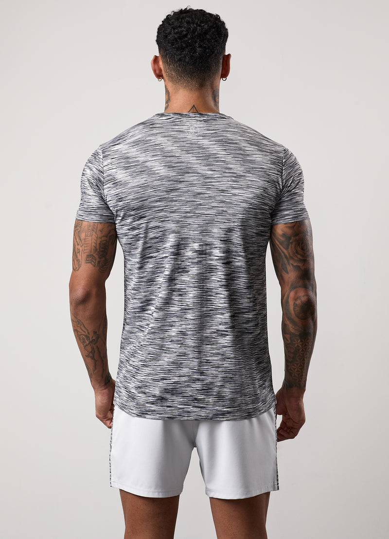 Gym King Seamless Space Dye Tee - Light Grey/Black