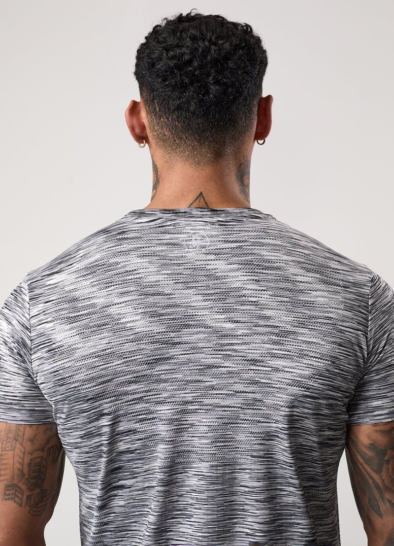 Gym King Seamless Space Dye Tee - Light Grey/Black