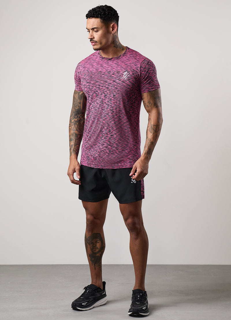 Gym King Seamless Space Dye Tee - Black/Pink