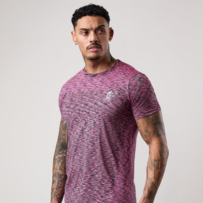 Gym King Seamless Space Dye Tee - Black/Pink