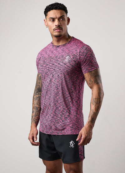 Gym King Seamless Space Dye Tee - Black/Pink