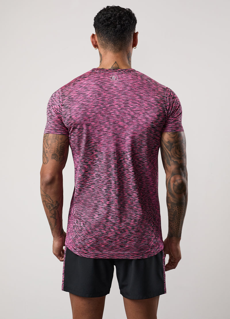 Gym King Seamless Space Dye Tee - Black/Pink