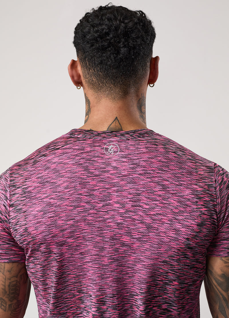 Gym King Seamless Space Dye Tee - Black/Pink