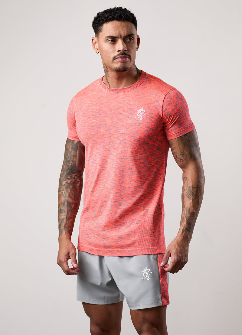 Gym King Seamless Space Dye Tee - Urban Grey/Coral