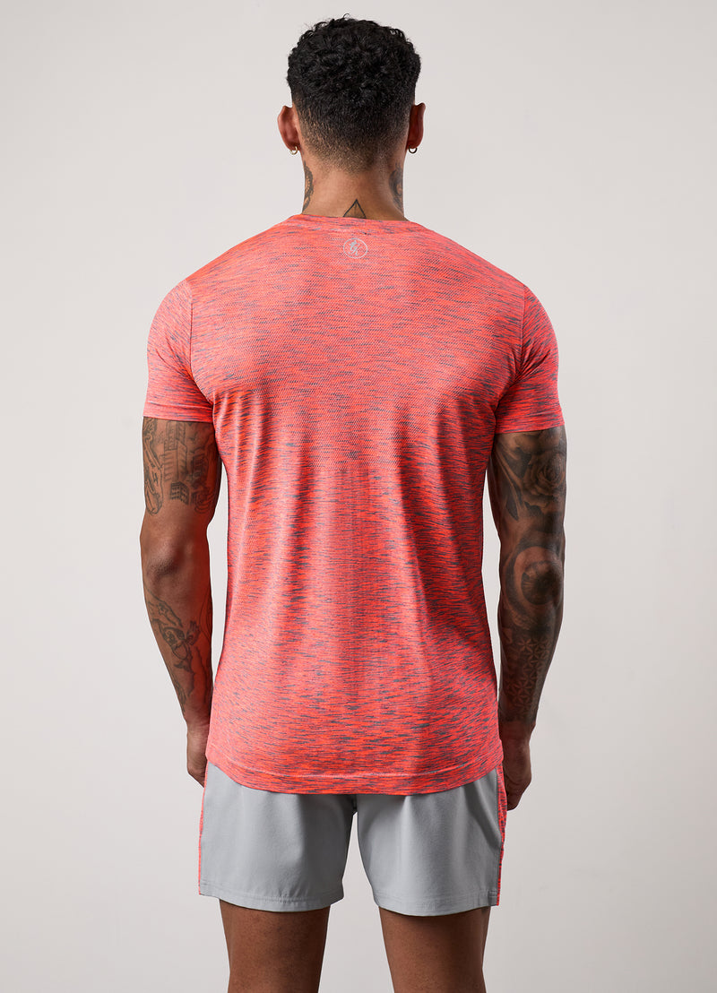 Gym King Seamless Space Dye Tee - Urban Grey/Coral