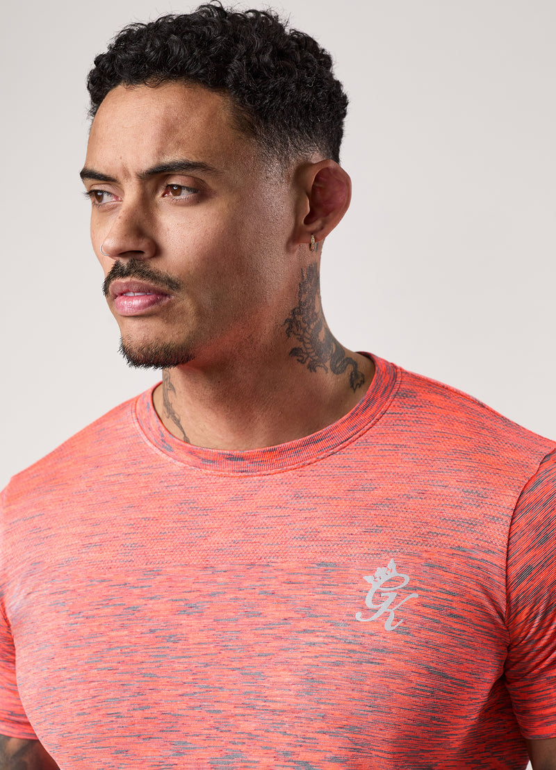 Gym King Seamless Space Dye Tee - Urban Grey/Coral