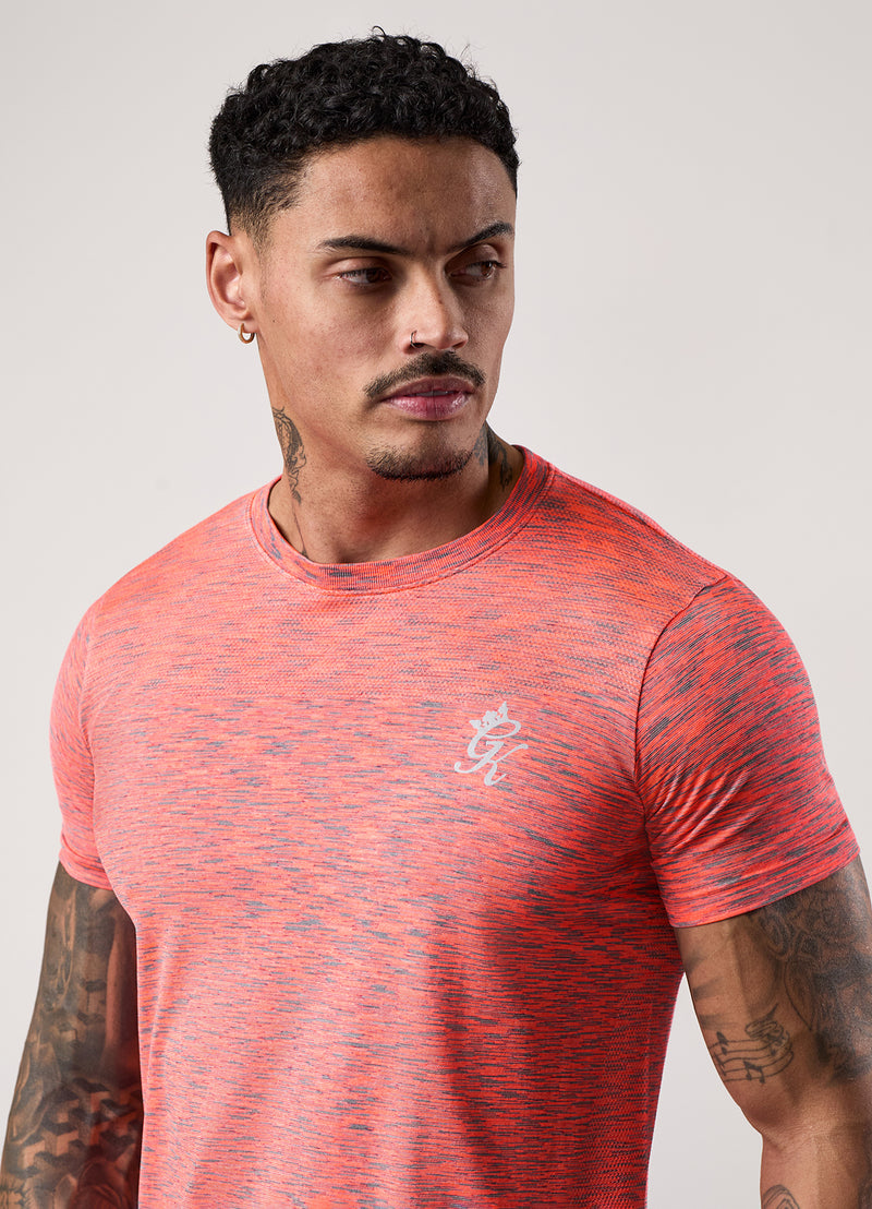 Gym King Seamless Space Dye Tee - Urban Grey/Coral