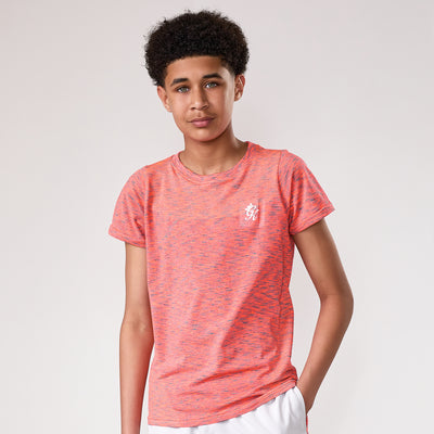 Gym King Kids Seamless Space Dye Tee - Coral/Light Grey Grindle