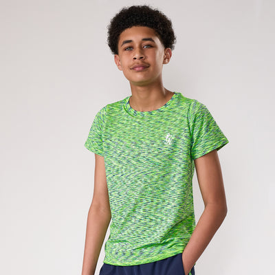 Gym King Kids Seamless Space Dye Tee - Lime/Navy Grindle