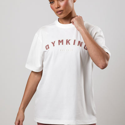 Gym King Shadow Boyfriend Tee - Cream