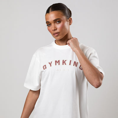 Gym King Shadow Boyfriend T-Shirt - Cream