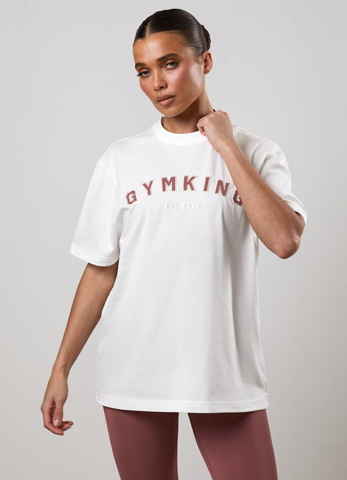 Gym King Shadow Boyfriend Tee - Cream