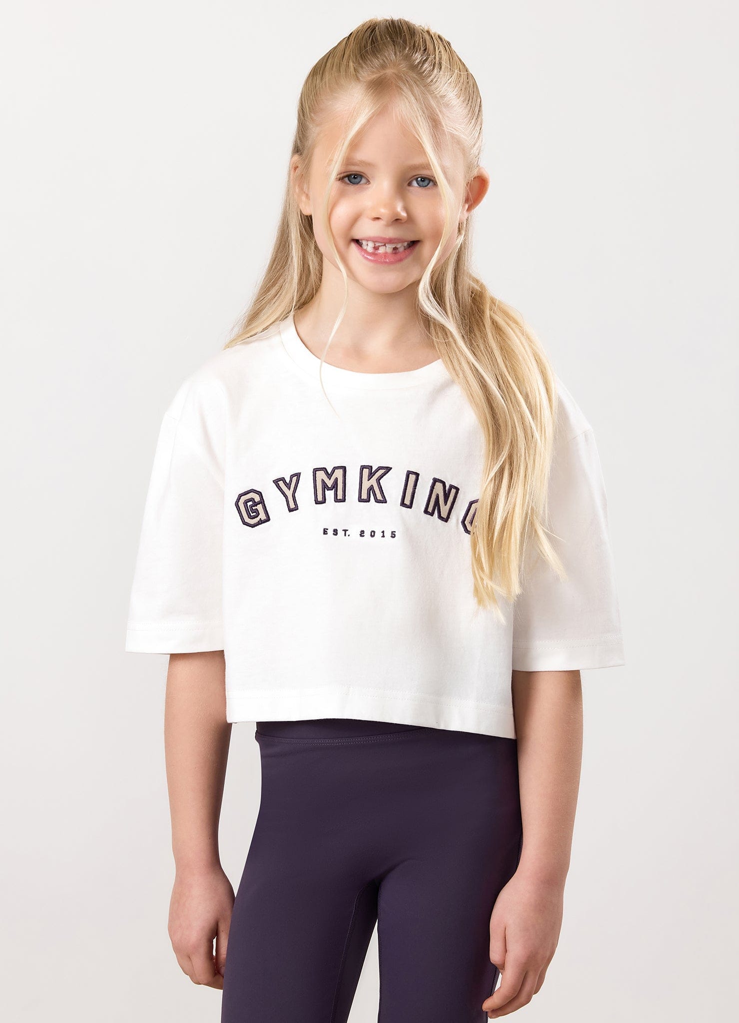 Gym King Kids Shadow Cropped Tee - Cream