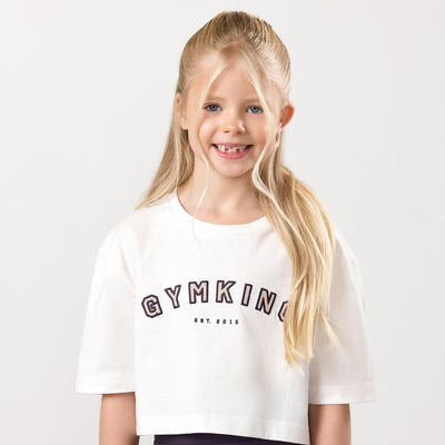 Gym King Kids Shadow Cropped Tee - Cream