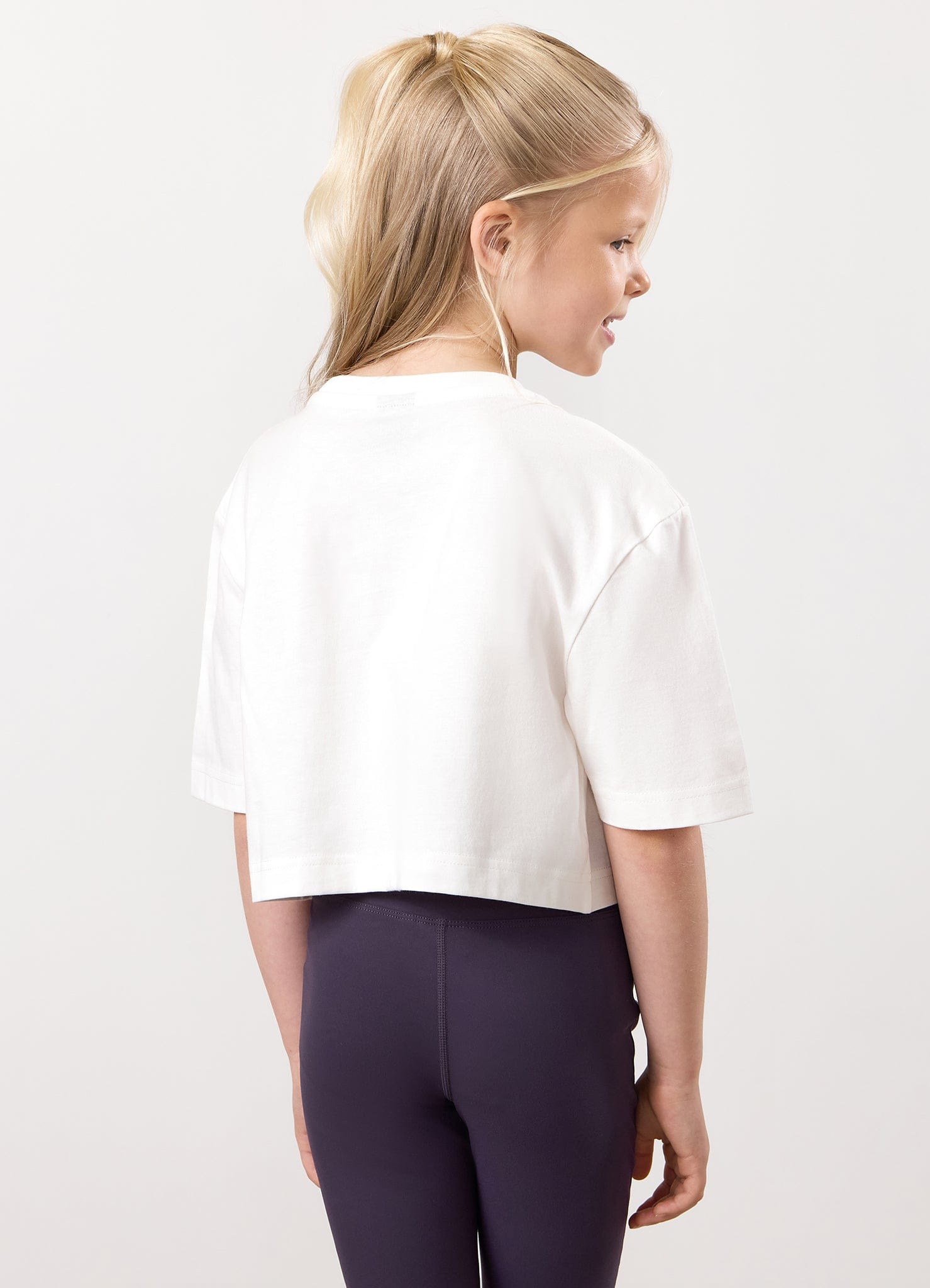 Gym King Kids Shadow Cropped Tee - Cream