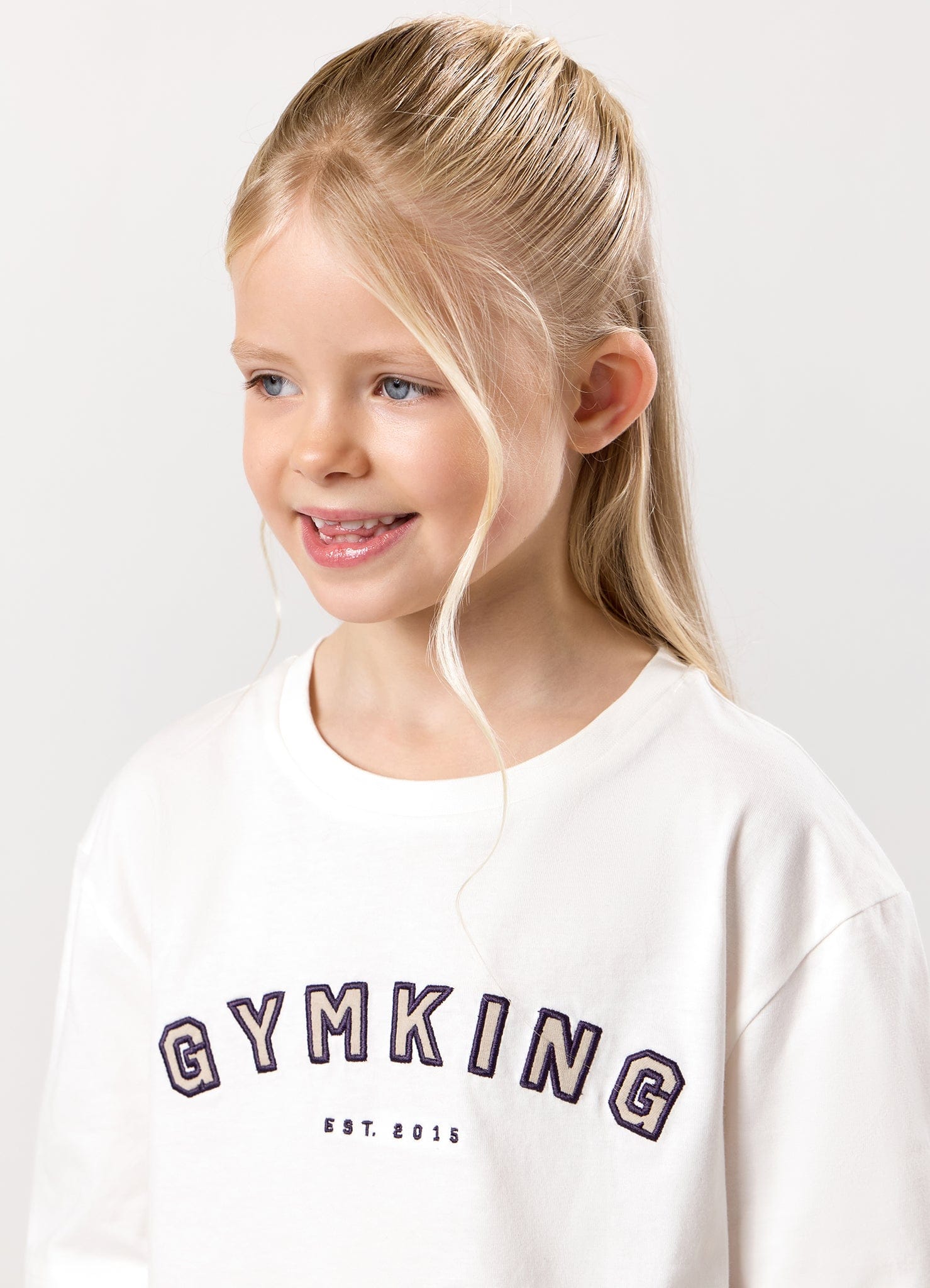 Gym King Kids Shadow Cropped Tee - Cream