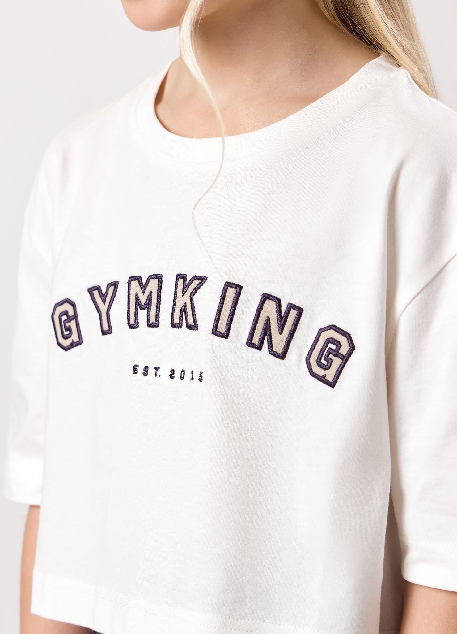 Gym King Kids Shadow Cropped Tee - Cream