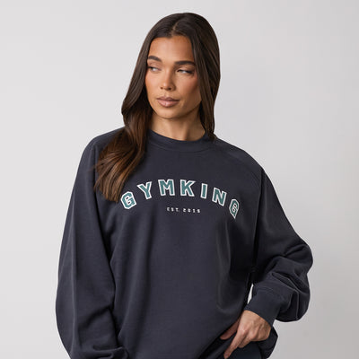 Gym King Shadow Oversized Crew - Midnight Blue