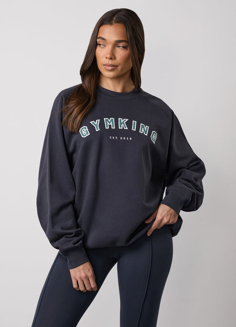 Gym King Shadow Oversized Crew - Midnight Blue