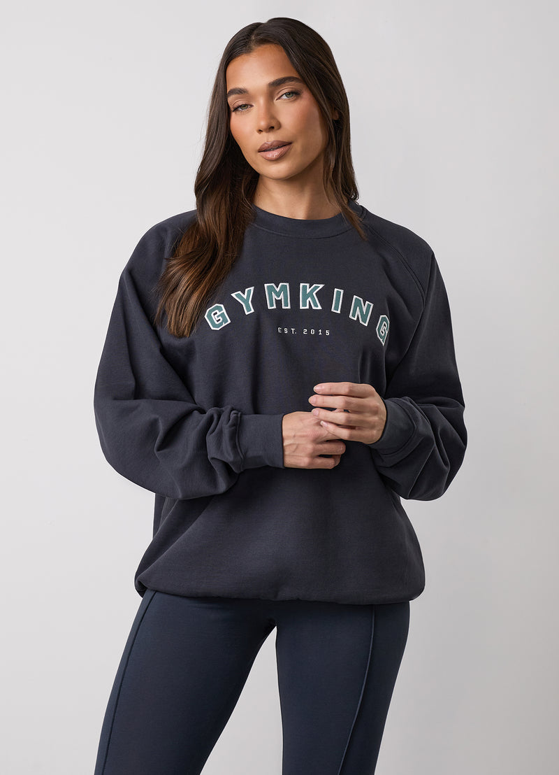 Gym King Shadow Oversized Crew - Midnight Blue