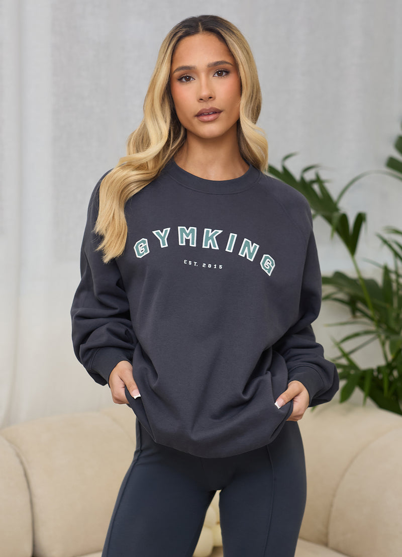 Gym King Shadow Oversized Crew - Midnight Blue